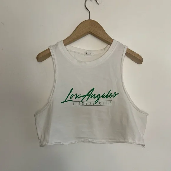 Garage Crop Top Bundle (2) Pink Camisole S + White Los Angeles Tank M - Picture 4 of 5